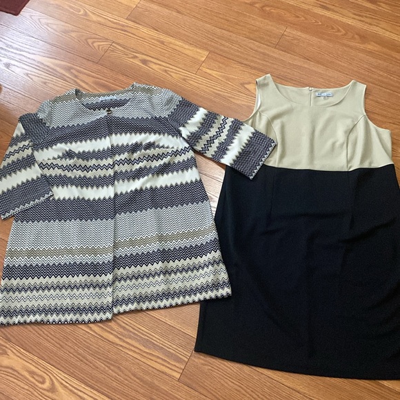 Danny and Nicole woman’s 2 pcs plus jacket / dress zing zag design back, tan - Picture 16 of 17